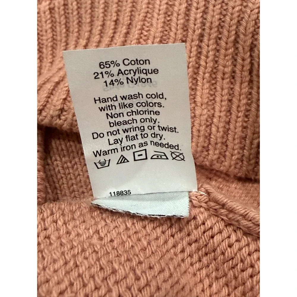 Madewell Button Side Crewneck Sweater Rose Terracotta XXS G1946 Cotton Blend